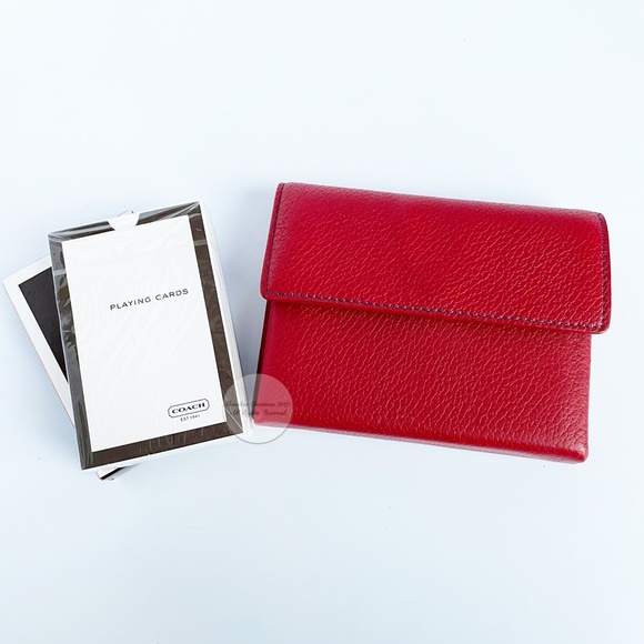 Coach Playing Cards with Red Leather Travel Case SLG Accessories Rare - Picture 3 of 13